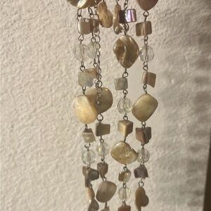 Madison Tyler Mother of Pearl Jewelry Set. Long Statement Earrings, Necklace